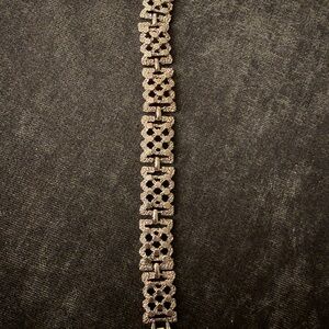 Vintage Silver Tone Bracelet with Intricate Design